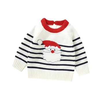 Малко дете бебе момче момиче коледни дрехи Санта Елк печат суитчър пуловер пуловер бебе есен зимни екипировки