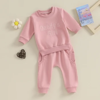 бебе момчета дрехи новородено писмо печат кръг врата суитчър шнур панталони комплект бебе момиче есен екипировки