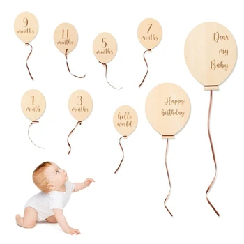 Baby Milestones Карти Балон Фото карта Новородено Спомен за бебе Фотография на растежа на бебето Колекция сувенири за бебешки душ