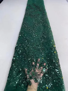 Ръчно изработен формован бродиран дантелен плат 2022 Африкански луксозен кристален тюл пайети дантела за жени Рокли за рожден ден Шиене