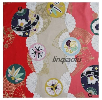 японски стил памучен печатен плат Ръчно изработен DIY плат позлатяване фен колоритен цвете