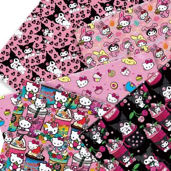 Hello Kitty 140x50CM Карикатура памучен плат Пачуърк тъкан Kid Домашен текстил Шиене кукла рокля завеса полиестер памук плат