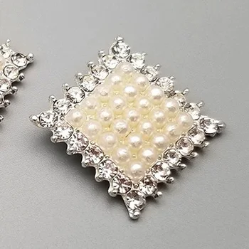 10PCS/лот Сребърен кристал квадратни метални бутони DIY занаяти сватба жени рокля облекло аксесоари консумативи