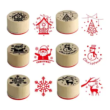 Коледен дървен печат Коледен печат Дядо Коледа снежинка елен Коледен печат печати комплект DIY декоративен печат за рожден ден