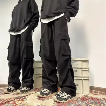 Baggy Caduroy Sweatpants за мъже Панталони с прави крака Хип-хоп улично облекло Harajuku панталони Ежедневни дъна Y2K мъжки дрехи