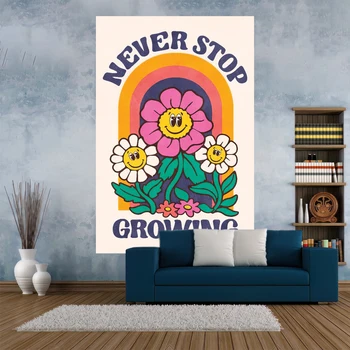 Реколта гоблени слънце цвете дъга хипи илюстрация отпечатани стая декорация стена висящи спалня фон йога мат