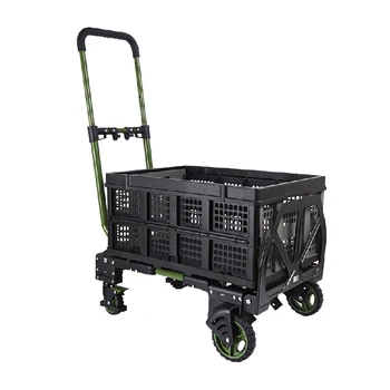 2-In-1 Преносима сгъваема малка количка 150 кг количка за багаж Обработка на товарни колички Многофункционален тягов куриер Изкачване на стълби