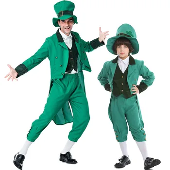 Зелен леприкон костюм за възрастни плюс размер костюм за възрастни момчета Ден на Свети Патрик костюм облекло